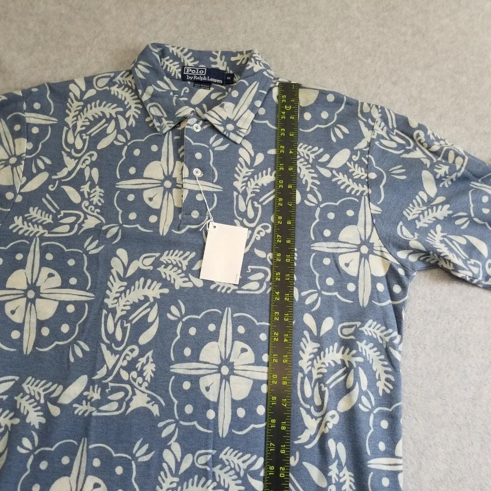 VTG Ralph Lauren Polo Shirt Mens M Blue USA Floral Paisley Deadstock NWT 90s